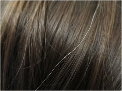 Rambut beruban yang ketara tanpa perlu diselak