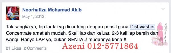 Sabun Dish Wash boleh hilangkan kesan conteng lantai dan rumah