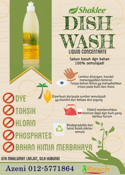 Sabun Dish Wash yang jimat dan bebas bahan kimia